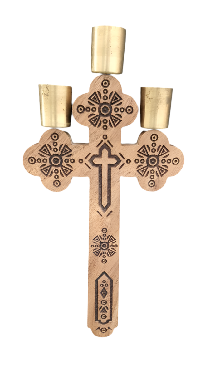 3 Candles Wood Cross