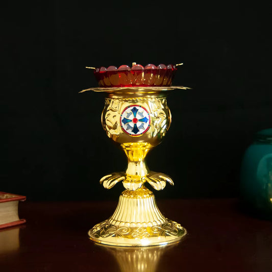 Enameled Candle Stick Holder (Gold and Silver)