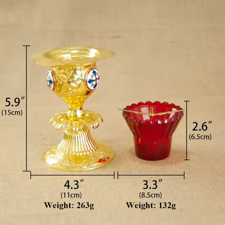 Enameled Candle Stick Holder (Gold and Silver)