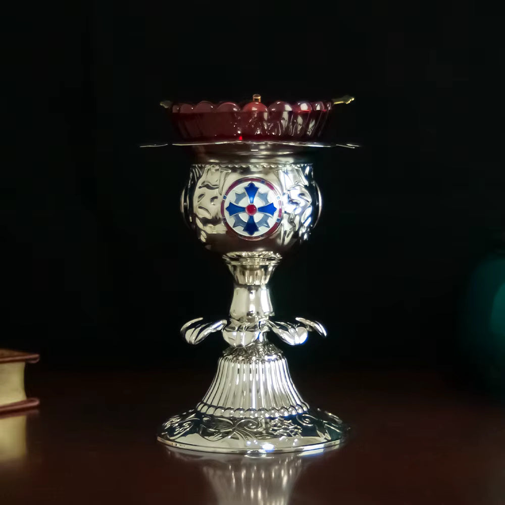 Enameled Candle Stick Holder (Gold and Silver)