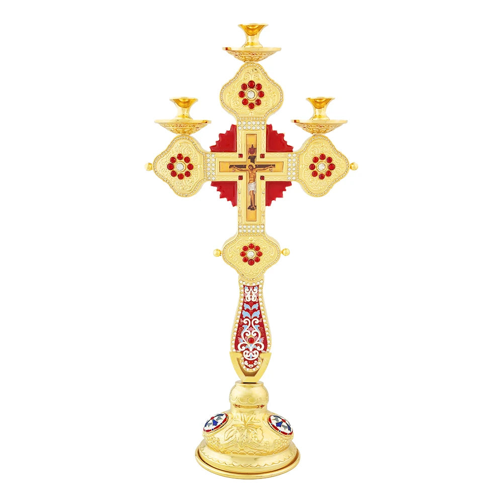 3 Candles Metal Cross