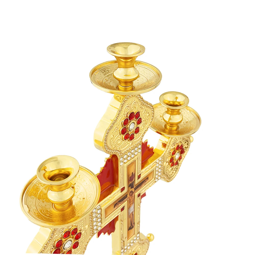 3 Candles Metal Cross